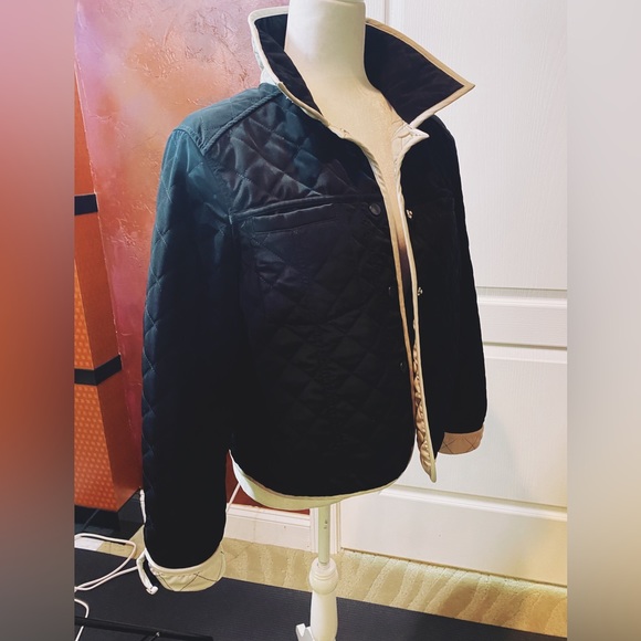 Black/Tan Reversible Quilted Jacket with Snap Closure - Picture 4 of 7